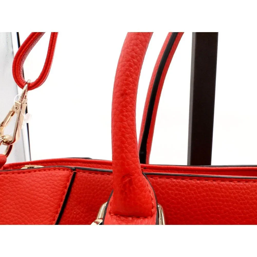 G.H. Bass & Co. Red‎ Faux Pebbled Leather Large Womens Satchel Tote & Body Bag